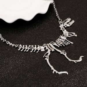 T-Rex Dinosaur Skeleton Necklace, Silver